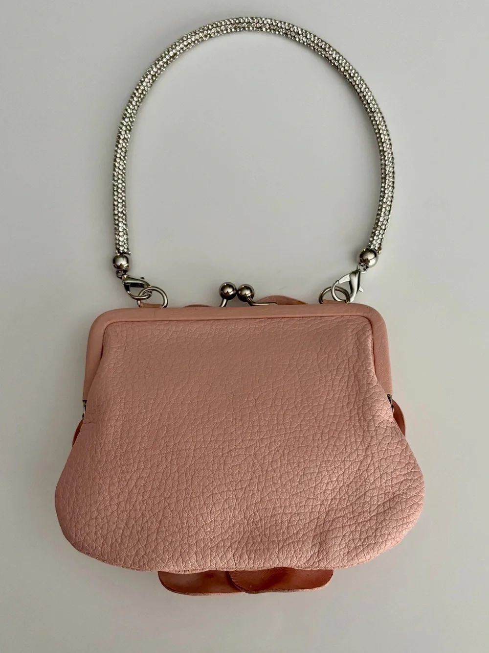 Brighton Pink Leather Floral Appliqué Mini Kiss Lock Bag